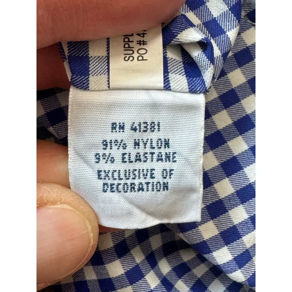 Ralph Lauren Performance Shirt Mens L Blue Gingham Check Stretch Long Sleeve